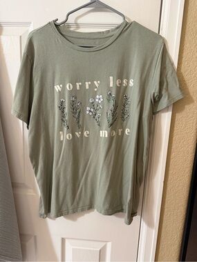 Worry Less Love More Floral Short-Sleeve Tee - Sage
